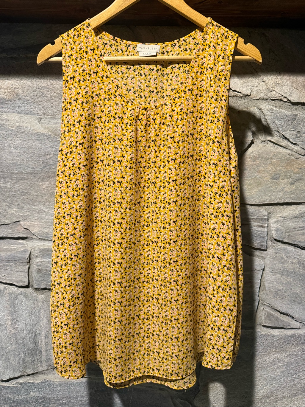 Van Heusen Yellow Floral Sleeveless Blouse